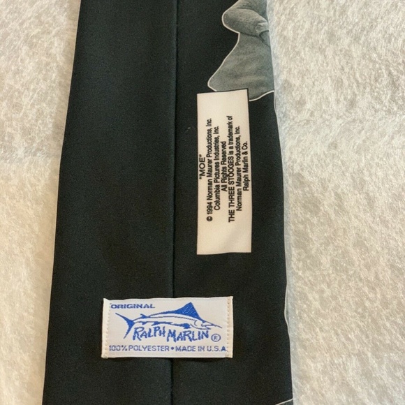Vintage Ralph Marlin Three Stooges "Moe" Neck Tie 1994 Maurer Productions EUC - Picture 3 of 3